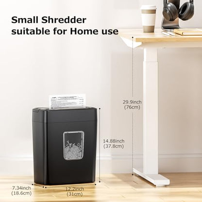 Bonsaii 6-Sheet Micro Cut Paper Shredder for Home, P-4 Security Level | Shreds Credit Cards, Mail, Staples & Paper Clips, 4.2-Gal Bin, Small Shredder for Home Office, C261-D - size: Microcut 6 Sheet
