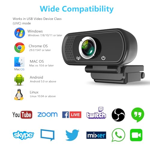 XPCAM HD 1080p Webcam with Microphone,USB Web Camera for Computer PC Laptop - color: webcam for pc (black)