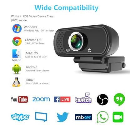 XPCAM HD 1080p Webcam with Microphone,USB Web Camera for Computer PC Laptop - color: webcam for pc (black)
