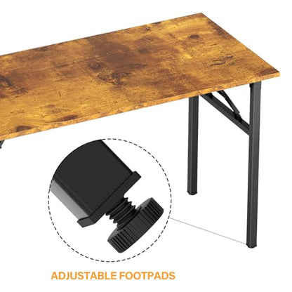 DlandHome 39.4 Inch Small Folding Computer Desk for Home Office, Retro - color: Retro, size: 39 Inches