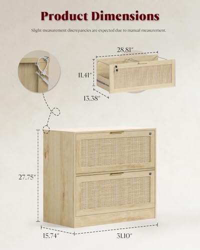 HOPUBUY 2 Drawer File Cabinet with Lock, Printer Stand Lateral - color: Natural, size: 15.74″Dx31.10″WX27.55″H