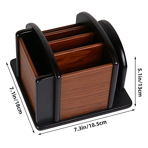Siveit Wooden Desk Organizer, Desktop Office Supplies Storage Remote Control Caddy Holder (6-Compartment)