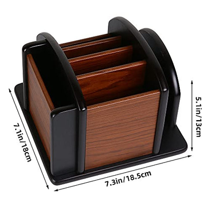 Siveit Wooden Desk Organizer, Desktop Office Supplies Storage Remote Control Caddy Holder (6-Compartment)
