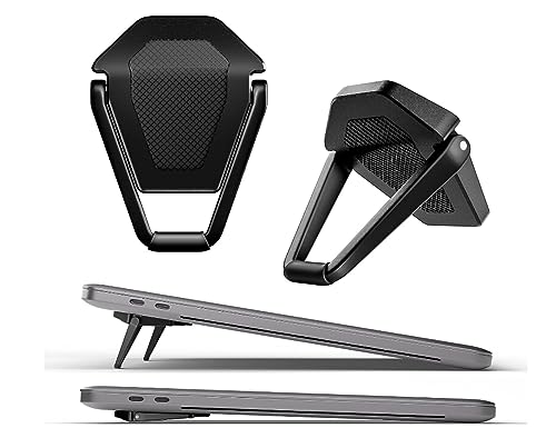 Portable Invisible Laptop Stand - 2PCS zinc Alloy Laptop Mini Stand Heat Dissipation pad, Laptop Lifter Suitable for 12-20 inch Laptop (One Size Mutil Color) (Black) - color: Black