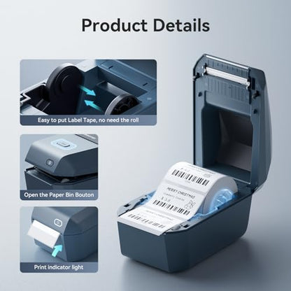 NIIMBOT K3 Desktop Label Printer, 3 Inch,180mm/s High Speed, Blue | Support Bluetooth and USB Connection, Come with 1 Roll Tapes, Thermal Label Maker for Small Business and Home Office - color: BLUE