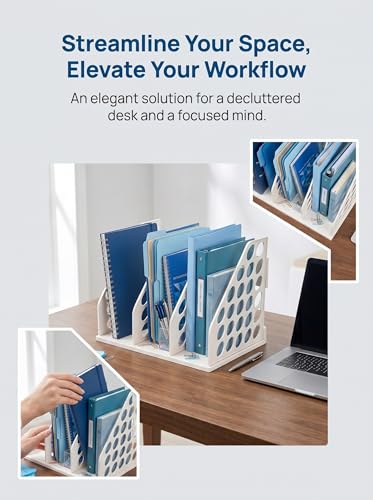 File Holder for Desk, Desktop Document Organizer | 3-Sections Plastic Office Folder Organizers Accessories for Home, School