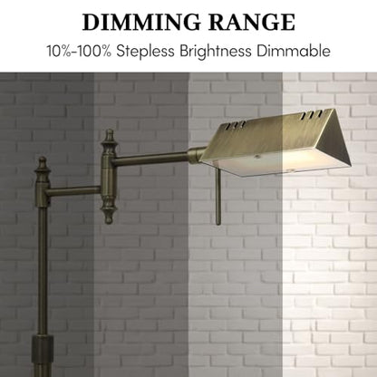 Bairth Bronze Reading Floor Lamp, Dimmable Pharmacy Standing Lamp | 3 Color Temperature, Dimmable, 17W LED, Height Adjustable, 360°Swing Arm, for Living Room, Bedroom, Office, Craft & Sewing - color: Bronze