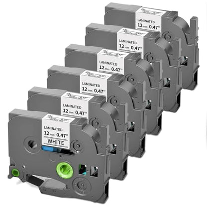 PT-D220 D210 D200 H100 Label Tape TZe-231 TZe231 Compatible with Brother | Label Maker Tape P Touch 12mm 0.47 Inch Laminated White TZe TZ Tape Ptouch Refills, 1/2 Inch(12 mm) * 8m, 6-Pack - color: Black on White, size: 1/2 Inch(12mm)