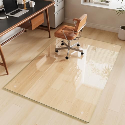 Glass Chair Mat 48" x 72" Tempered Glass Office Chair Mat - color: Transparent, size: 72" x 48"