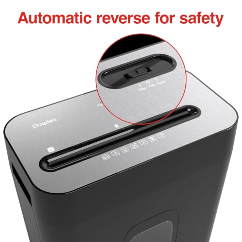 Staples 12-Sheet Cross-Cut Paper Shredder, Quiet, Anti-Jam, Black - size: 12 Sheet