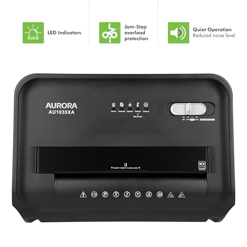 Aurora AU1035XA 10-Sheet Crosscut Paper/Credit Card Shredder with 4-Gallon Pullout Wastebasket - style: 10-Sheet CrossCut Black