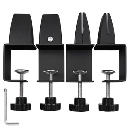 Heavy Duty Sneeze Guard Clamp For 0.1" to 1" Thick Panel,Desk Partition Support Clamps,Adjustable Aluminum Desktop Divider Holder,Easy to Install Desk Privacy Panel Clips, 4 Pack - color: Black