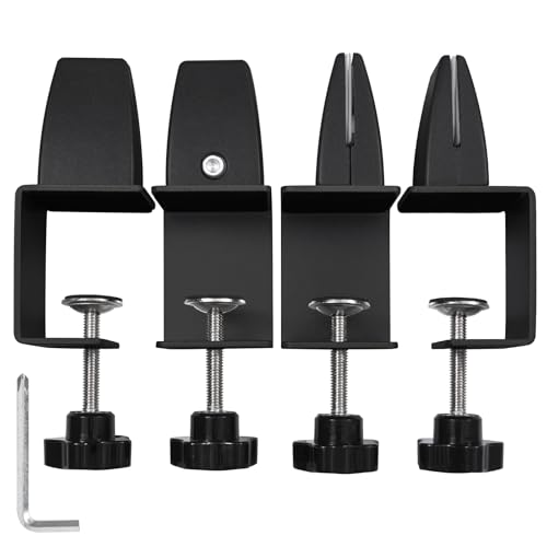 Heavy Duty Sneeze Guard Clamp For 0.1" to 1" Thick Panel,Desk Partition Support Clamps,Adjustable Aluminum Desktop Divider Holder,Easy to Install Desk Privacy Panel Clips, 4 Pack - color: Black