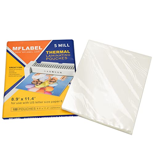 MFLABEL Thermal Laminating Pouches, 8.9 x 11.4-Inches Clear Thermal Laminating Plastic Paper Laminator Sheets for Photos Files Drawings for Use with Thermal Laminators 5 mil 1000-Pack - size: 1000 Packs, style: 5 Mill