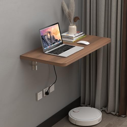 Pmnianhua 31'' Wall Mounted Drop Leaf Table, Folding Table, Fold Down Wall Desk, Floating Desk for Home Office, Small Space (Walnut) - color: Walnut