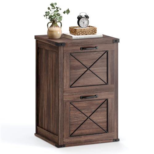 VASAGLE File Cabinet, Filing Cabinet with 2 File Drawers, Printer Stand, Fit A4, Letter Size, Hanging File Folders, Modern Farmhouse Style, for Home Office, Maroon Brown UOFC048K01 - color: Maroon Brown, style: 2 Drawers