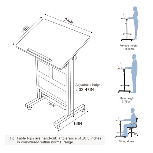 KOUPA Height Adjustable Flip Standing Desk with Wheels and Bag,24Inch - size: 16x24IN Bag