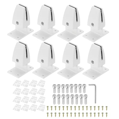 PATIKIL 2.8x1.7x3.6" Desk Divider Support Clamp, 8 Pcs Aluminum Desk Shield Clamp Desk Divider Partition Clamp Sneeze Guard Clamp Bracket for Office Home Desk Panel, White - color: White