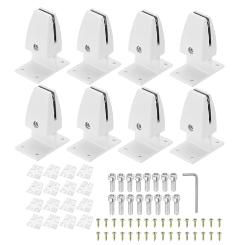 PATIKIL 2.8x1.7x3.6" Desk Divider Support Clamp, 8 Pcs Aluminum Desk Shield Clamp Desk Divider Partition Clamp Sneeze Guard Clamp Bracket for Office Home Desk Panel, White - color: White