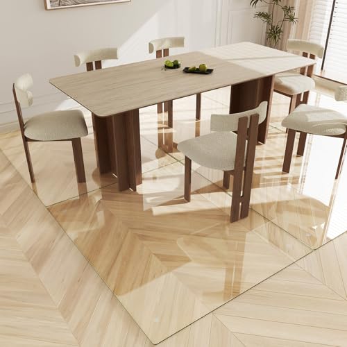 Koonmi Tempered Glass Chair Mat 46"x55" - Premium Office Chair Mat for Hardwood Floors & Low-Pile Carpet with 4 Non-Slip Pads - Thick Scratch-Resistant Surface - size: 46*55