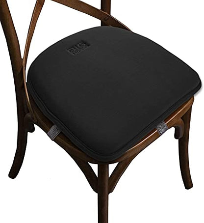 Big Hippo Chair Pads, Memory Foam Chair Seat Cushion Non Slip Rubber Back Thicken Chair Padding with Elastic Bands for Home Office Outdoor Seats (Black-1pc) - color: Black