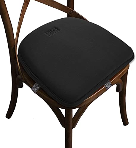 Big Hippo Chair Pads, Memory Foam Chair Seat Cushion Non Slip Rubber Back Thicken Chair Padding with Elastic Bands for Home Office Outdoor Seats (Black-1pc) - color: Black