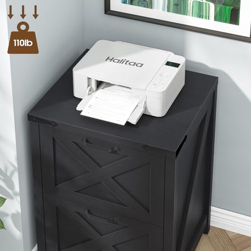 Halitaa Small Farmhouse File Cabinet with 2 Drawers for Home Office, Black - color: Black, size: 2 Drawers