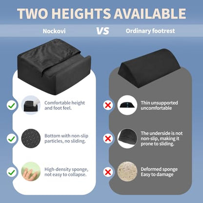Under Desk Footrest with Rocking Base & Warming Cover, Black Velvet | Washable velvet cover | 15° tilt + rocking base | 2 heights: 6.1"/7.3" | Non-slip | Office, gaming, home - color: Black, size: 12.6" L x 15" W x 7.3"