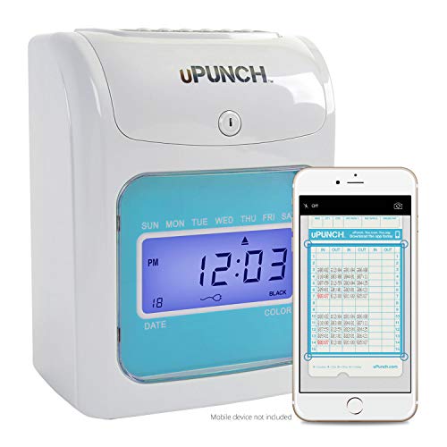 uPunch FN1000 Smart Time Clock System for Small Business: Auto Align Punch Clock with Free Mobile App for Digital Time Card Management and Payroll