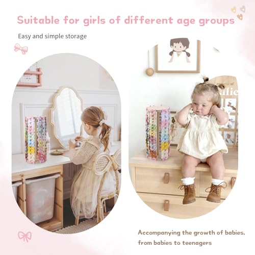 POVETIRE Bow Holder for Girls Hair Bows Hair Bow Organizer Pink Wood - color: Pink A
