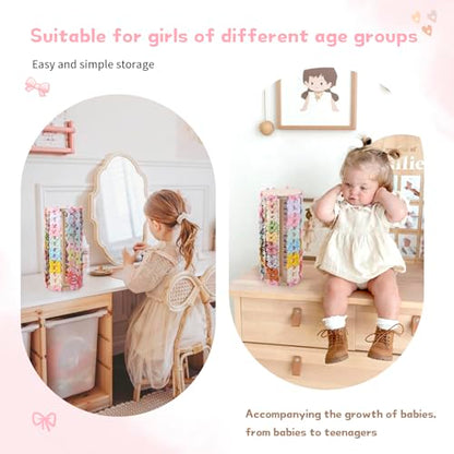 POVETIRE Bow Holder for Girls Hair Bows Hair Bow Organizer Pink Wood - color: Pink A