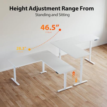Agilestic L Shaped Electric Standing Desk Adjustable Height, 59 Inch, White - color: White, size: 59 x 48 Inch