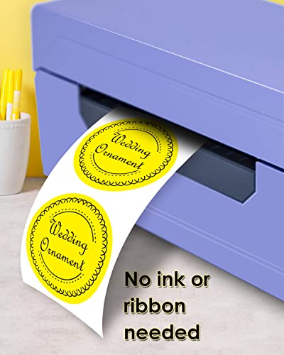 iEager 3 Inch Yellow Circle Thermal Labels, Durable Round Thermal Label - color: Yellow, size: 3 INCH