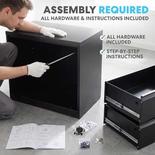 SIMPLI-Magic 3 Drawer Vertical File Cabinet with Lock Metal Filing Storage Cabinet for Home Office Organization Hanging Letter Legal F4 A4 Black - Reliable Design for Everyday Use