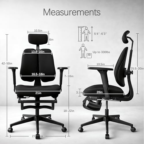 Ergonomic Office Chair, Dynamic Split Back Lumbar Support, Thick High-Density Molded Foam Seat, 4D Adjustable Armrests, Swivel High Back Computer Desk Chair with Footrest for Home Office, Flex S3
