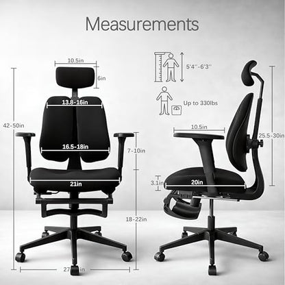 Ergonomic Office Chair, Dynamic Split Back Lumbar Support, Thick High-Density Molded Foam Seat, 4D Adjustable Armrests, Swivel High Back Computer Desk Chair with Footrest for Home Office, Flex S3