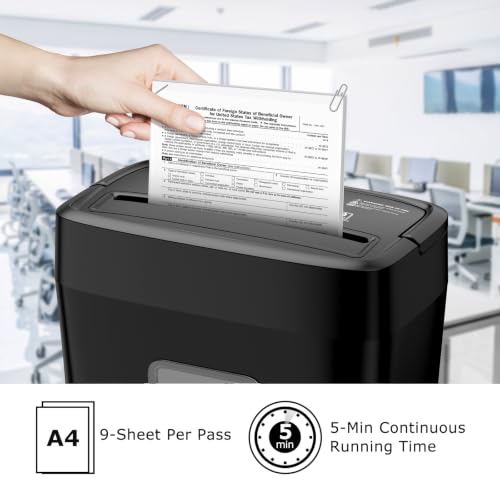 Bonsaii 9-Sheet Crosscut Paper Shredder for Home, P-4 Security Level | Shreds Credit Card, Mail, Staple & Clip, Document Shredder, 4.2 Gal Wastebasket, Small Shredder for Home Office, C261-C - size: Crosscut 9 Sheet Updated