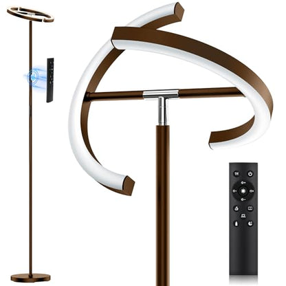 Brown Floor Lamp, Modern Stepless Dimmable Standing Lamp with Remote Control, 22W 3000-6000K LED Rotatable Floor Light Uplighter Stand up Lamp Tall Lamp for Living Room Bedroom Office - color: Brown
