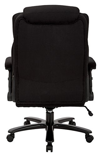 Office Star Big and Tall Deluxe High Back Adjustable Executive Office Chair with Padded Flip Arms, Black Fabric - color: Black Fabric
