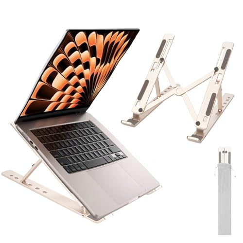 Ergonomic and Foldable Laptop Stand for Desk, Adjustable Riser, Fits All Laptops and Notebooks up to 17,Ultra-Thin,Ventilated Cooling,ABS+Silicone,Starlight. - color: starlight