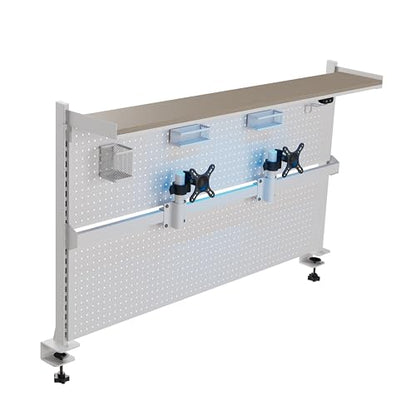 EUREKA ERGONOMIC Desk Pegboard Dual Monitor Stand 59x34 White - color: White, size: 59 inch