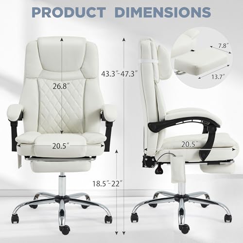 HOMREST 3D Kneading Massage Office Chair, White - color: White