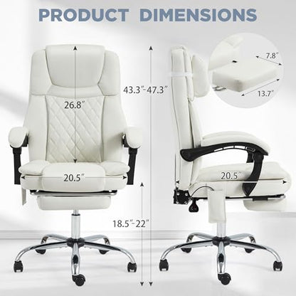 HOMREST 3D Kneading Massage Office Chair, White - color: White