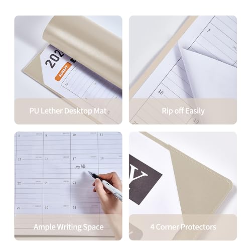 Desk Calendar 2026-2027, Large 22x17, Jun. 2026-Dec. 2027, Leather Back - color: Apricot