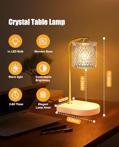 Small Bedside Table Lamp for Bedroom: Glass Shade Bedside Lamps for Nightstand, Dimmable Night Stand Light Lamp with Timer for Living Room, Dorm, Home Office Decor (1*LED Bulb Included)