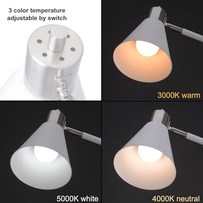 Adjustable Reading Floor Lamp,360°Rotatable Shade,3CCT LED Bulb Include,White - color: White Metal Shade