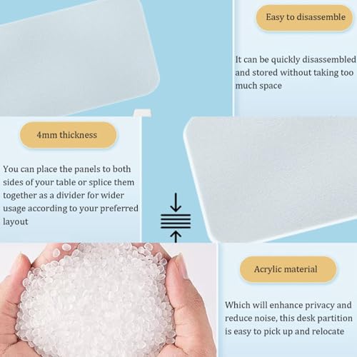 Acrylic Desk Partition Screen Freestanding Privacy Panel Portable Cubicle Divider Desktop Shield Against Visual Distractions Tabletop Protective Barrier for Workspaces - size: 40x60cm