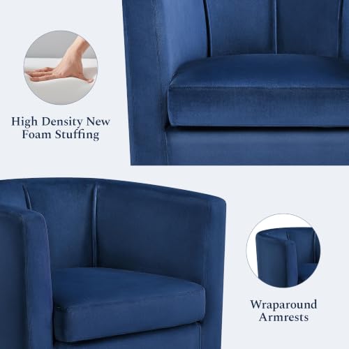 Yaheetech Barrel Accent Chairs Set of 2, Modern Armchairs, Blue | Soft Velvet Chair with High-Density Foam Seat, Upholstered Barrel Sofa Chair for Living Room Bedroom Waiting Room - color: Blue, size: Set of 2