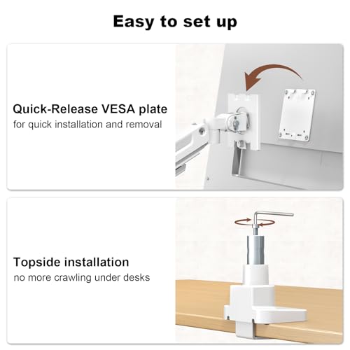 Heavy Duty Dual Monitor Arm for 17-49" Screens, Vertical Stack, 44lbs - color: White