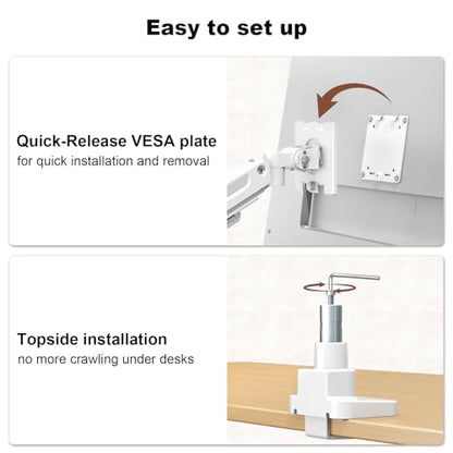 Heavy Duty Dual Monitor Arm for 17-49" Screens, Vertical Stack, 44lbs - color: White